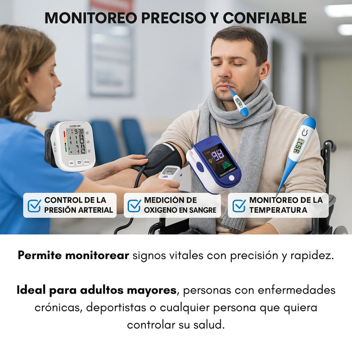 Kit Salud Toma Presion Brazo + Termómetro + Saturometro B