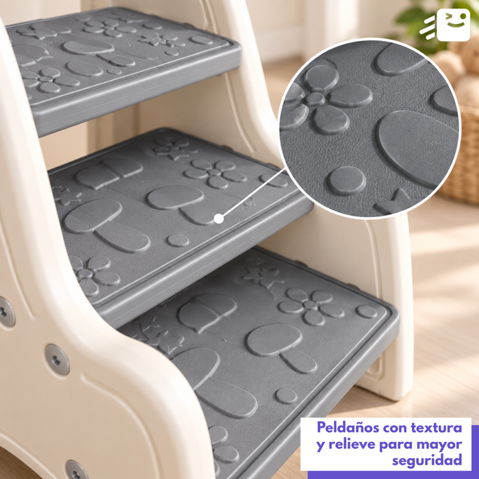 Escalera Infantil Mini 3 Peldaños Con Barandas Para Niños