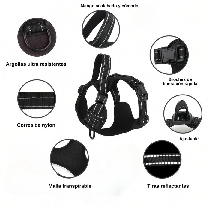 Pechera Para Perro Arnés Ajustable Reflectantes Con Correas