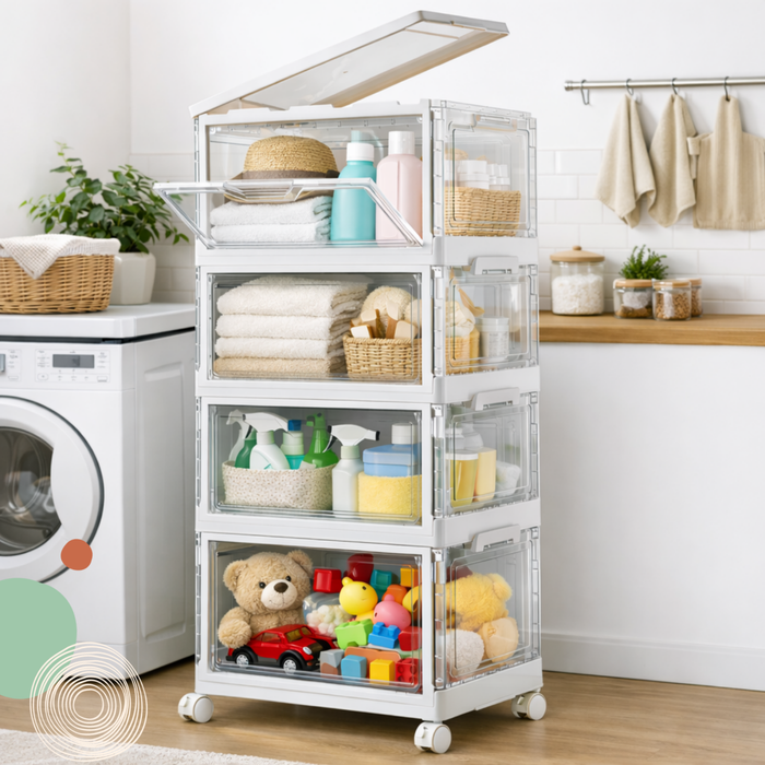 Cajonera Plástica Organizador Acrílico 4 Niveles Apilable Transparente