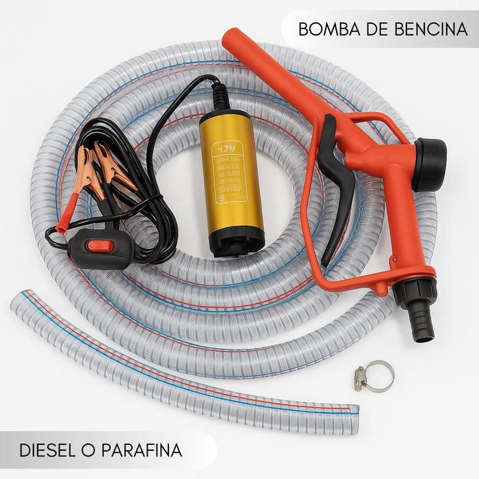 Kit Bomba Trasvasije Diesel Parafina 12v Manguera Pistola