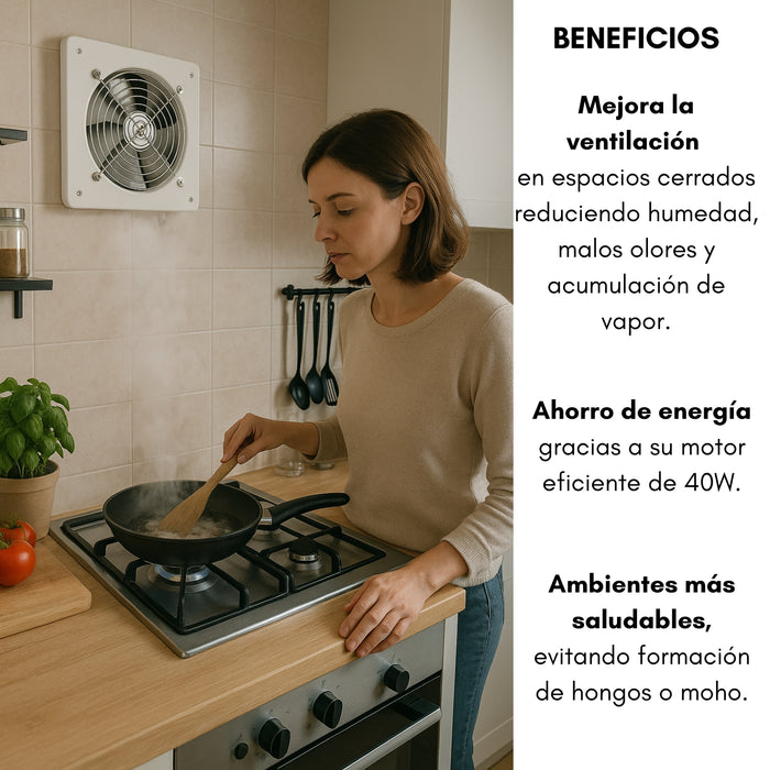 Extractor De Aire Industrial 6 Pulgadas 15cm 40w 50 Hz Velocidad Del Ventilador 2800 Rpm Pared Ventana Montable, Adecuado Para La Cocina, Baños, Cuartos De Baño, Habitaciones, Sala De Estar