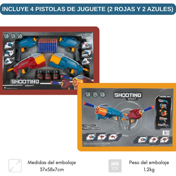 Pistola Lanza Dardos Arma De Juguete 4 Unidades Con Municio