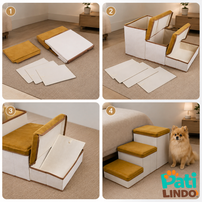 Escalera Para Perros Y Gatos Con Estantes Guardadores
