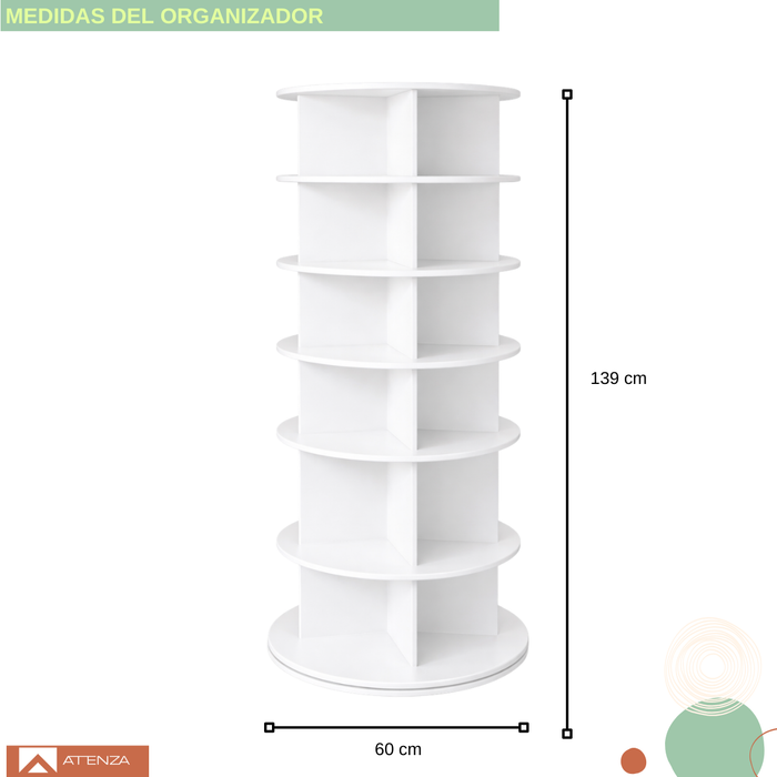 Organizador Zapatero Giratorio 360° Estante Repisa 6 Niveles