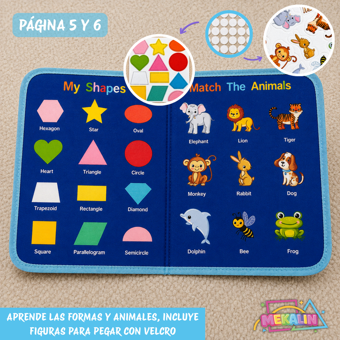 Libro Sensorial Montessori Tablero Didáctico Juego Tela 8pag