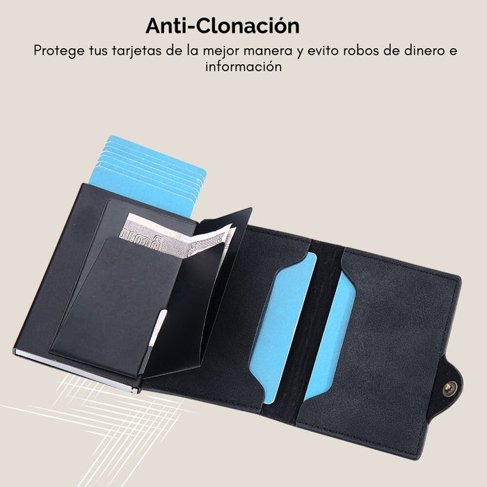 Billetera Porta Tarjetas Con Proteccion Anti Robo Rfid