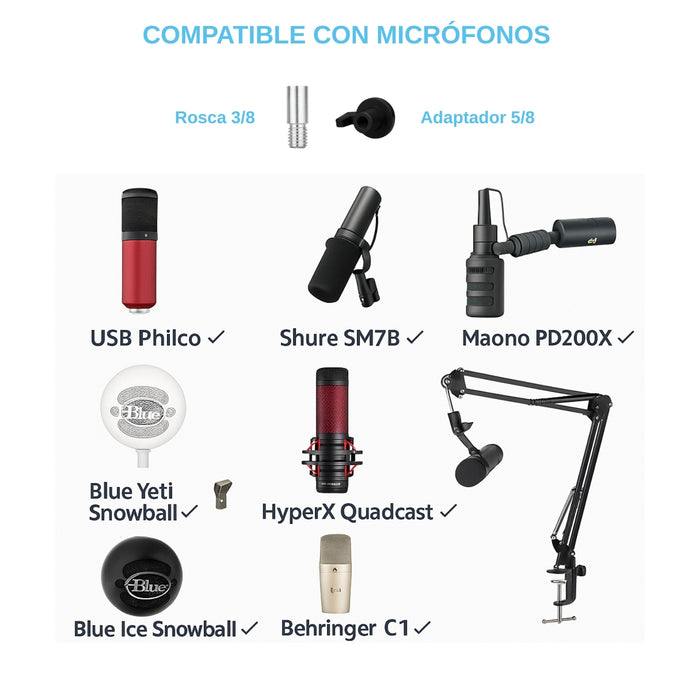 Kit Profesional Brazo Microfono Antipop Soporte Araña Studio