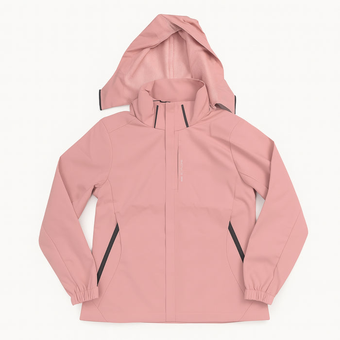 Chaqueta Corta Viento Termica Impermeable Transpirable Mujer Con Gorro Cierre Metalico