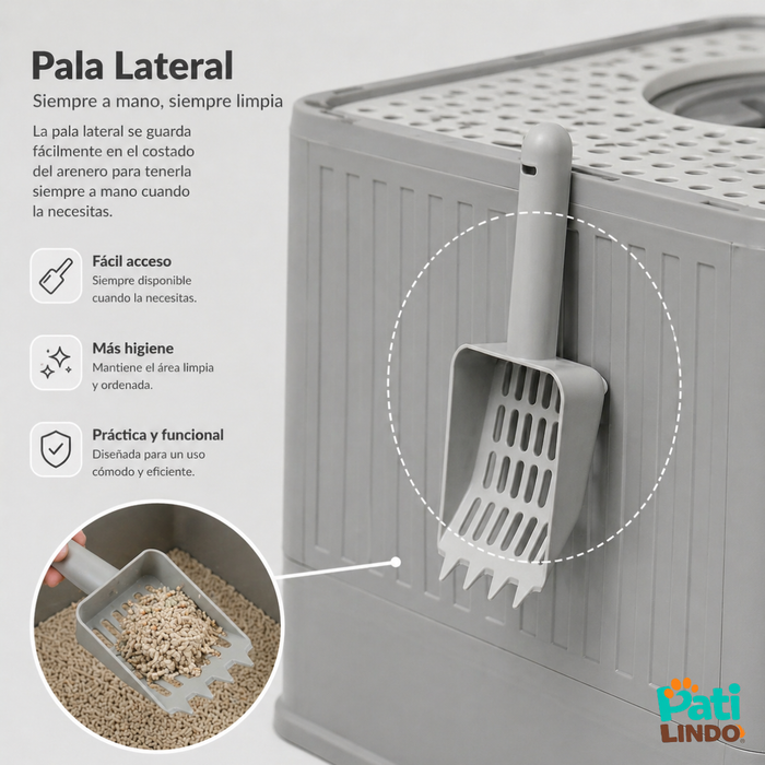 Arenero Gato Cerrado Baño Sanitario Con Tapa Y Pala Grande