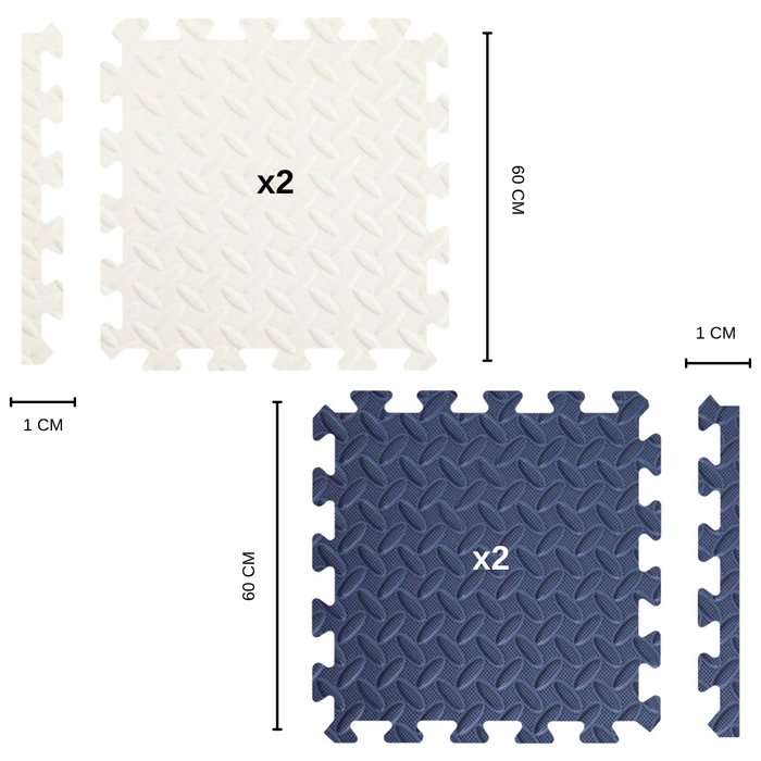 Piso Goma Eva Bebé 4 Piezas Alfombra Antigolpes Puzzle 60x60 Azul Acero