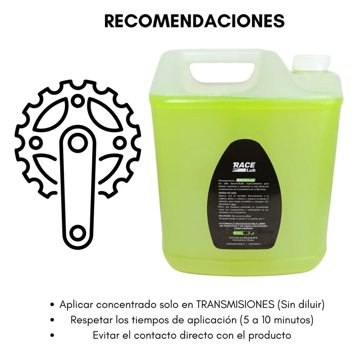 Pack Limpiador Desengrasante Cadenas Bicicletas Racelub 1-5l