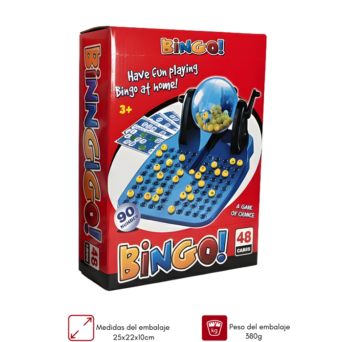 Bingo Completo Incluye Tómbola Fichas Pelotas 48 Cartones