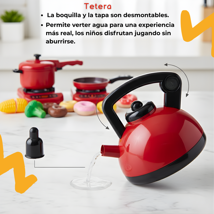 Set De Cocina De Juguete 61pcs Niños Juego De Mini Chef Rojo