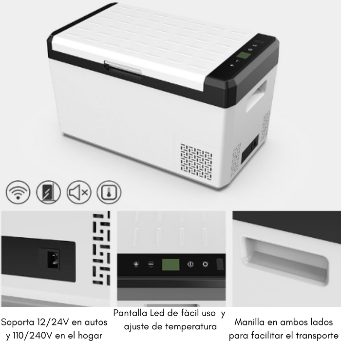 Mini Freezer Refrigerador Congelador 25 L Portátil Auto Casa Gris