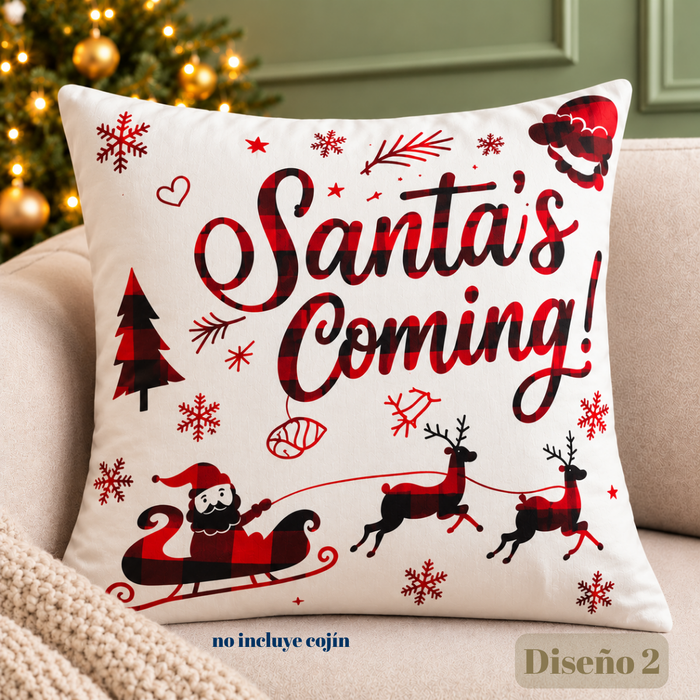 Pack 4 Fundas Cojín Navideñas 45x45 Cm Decorativas Navidad ESCOCESA