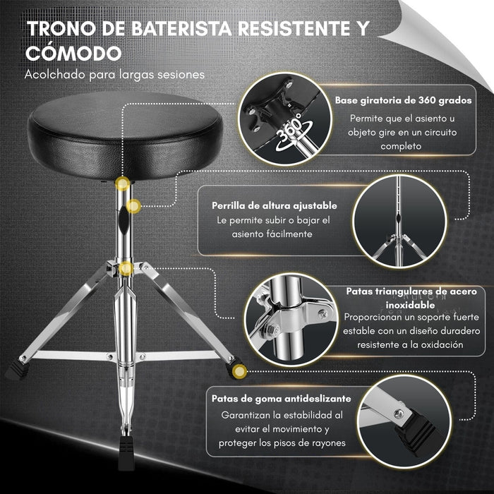 Sillin Para Batería Piso Taburete Redondo Altura Ajustable