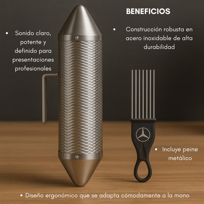 Guiro Torpedo  Torpedo Metálico + Peine Instrumento Musical
