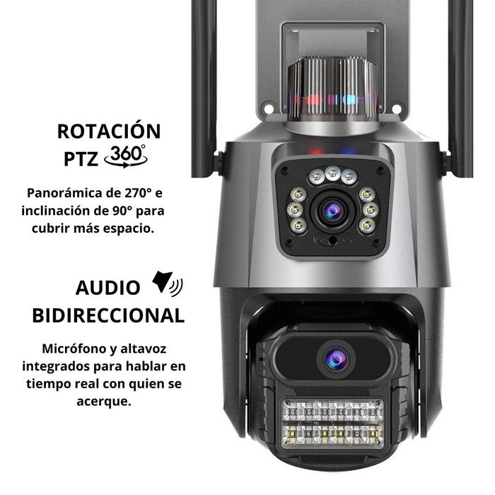 Cámara Domo Wifi Doble Lente Full Hd Con Alarma Seguimiento