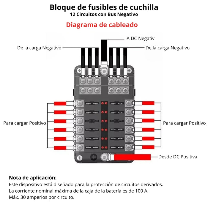Bloque De Fusibles De 12 Vías Ato/atc Con Indicador Led