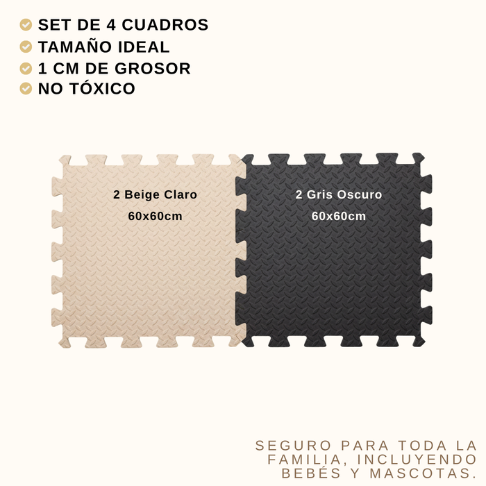 Piso De Goma Eva Infantil Niño Y Bebé Set 4 Piezas 60x60 Amarillo