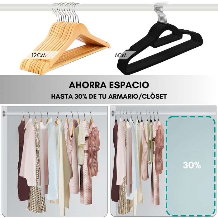 Colgadores De Ropa Ganchos Set 60u Terciopelo Antideslizante