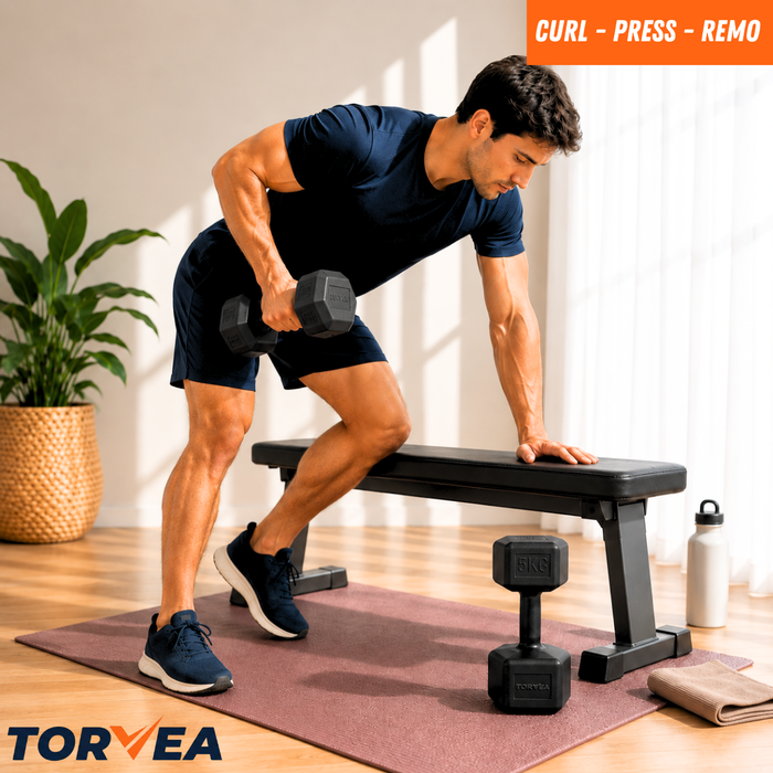 Set X2 Mancuerna Hexagonal 5 Kg C/u Pesas Fitness Gimnasio