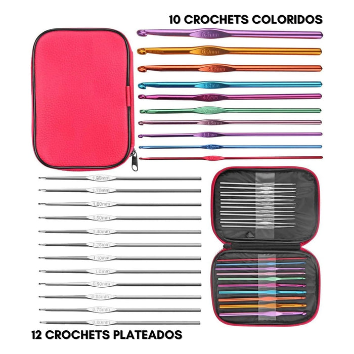 Set Crochet 100 Piezas Agujas Acero Accesorios Tejer Kit