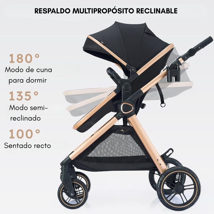 Carreola Cuna Moisés Con Accesorios Negro