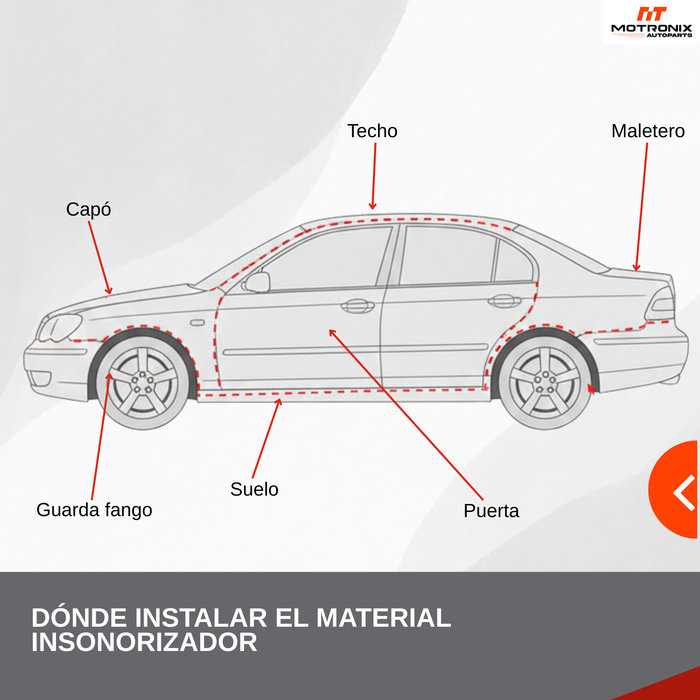 Aislante Térmico Acústico Automotriz Insonorizante 50x80cm