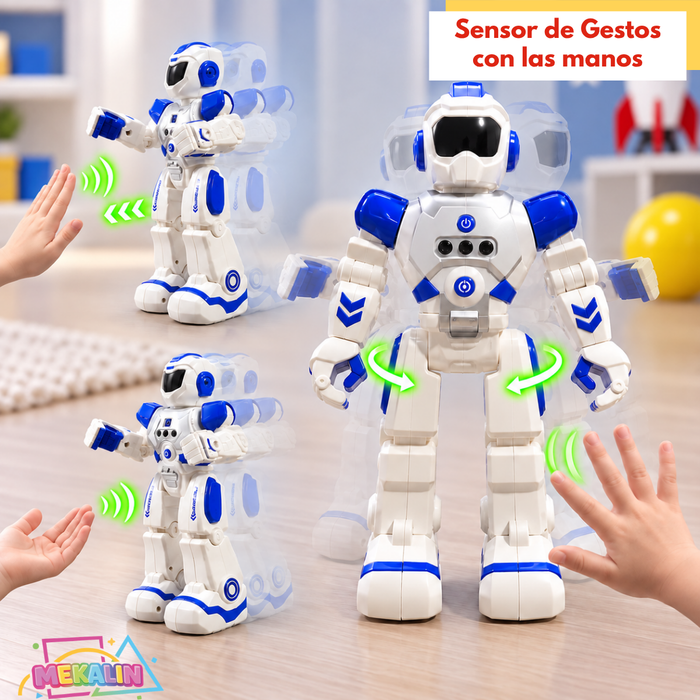 Robot Inteligente Juguete Niños Control Remoto Luz sonido Programable Con Sensor De Gestos Movimiento Visor LED Música Baile Batería Recargable