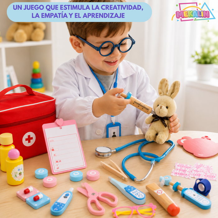 Set Juego De Roles Doctor Juego Madera Niños