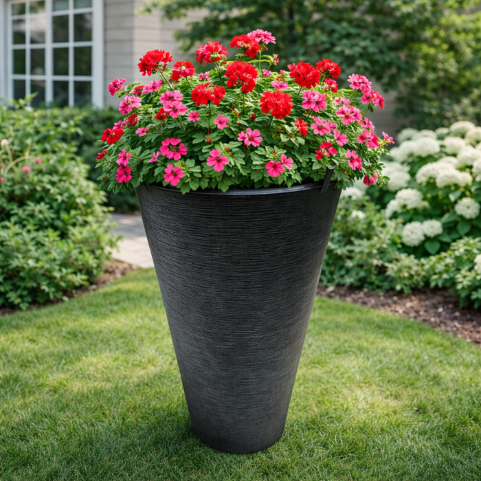 Macetero Plástico 46cm Grafiato Cónico Decorativo Grande Grafiato