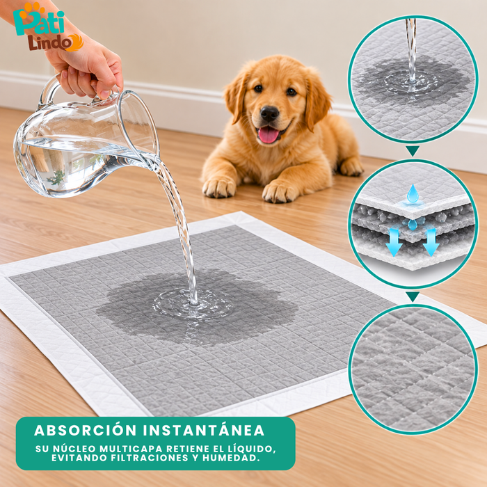 40 Pañales Sabanillas Absorbentes Para Mascotas Carbón 60x90