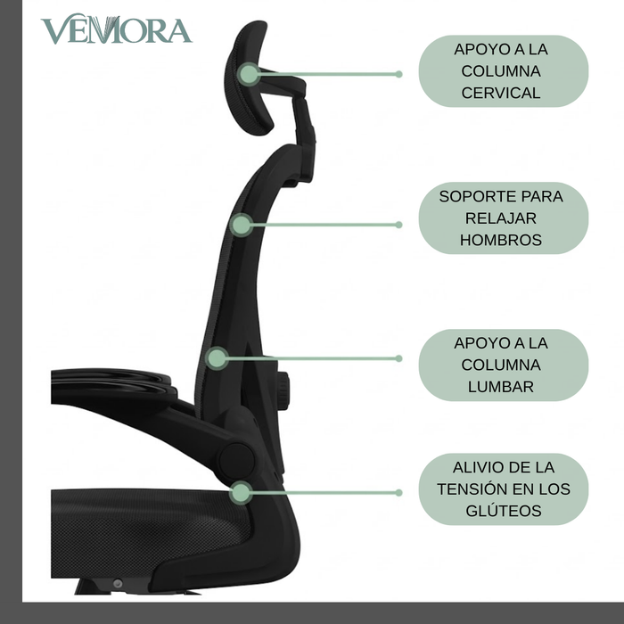 Silla Escritorio Ergonómica Soporte Lumbar Con Reposacabezas