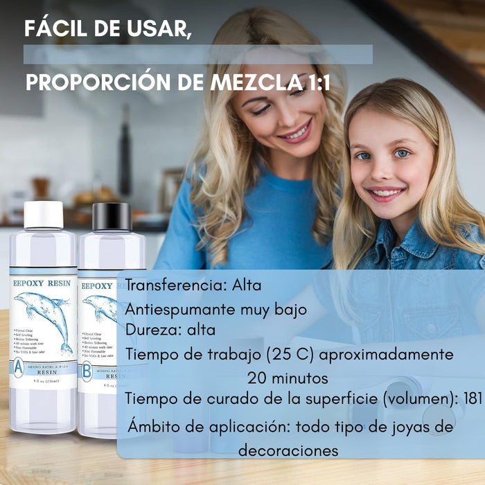 Resina Epoxica 1:1 Para Artesanias Ultra Transparente 1 Kg