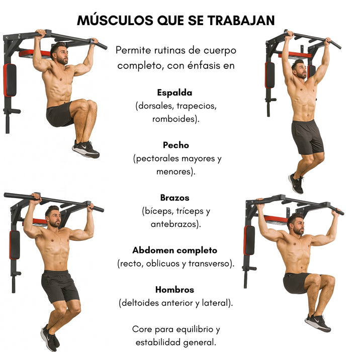 Ejercicios Multifuncional Barra Dominadas Pared Gym 8 En 1