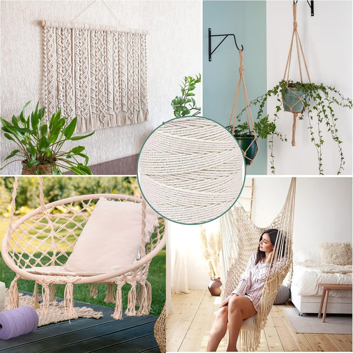 Cordón Macramé Peinado 3mm 300 Metros 1kg 100% Algodón Crudo