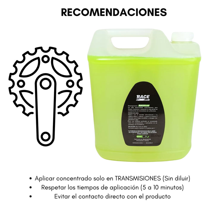 Limpiador Desengrasante Para Cadenas Bicicletas Racelub 5lt