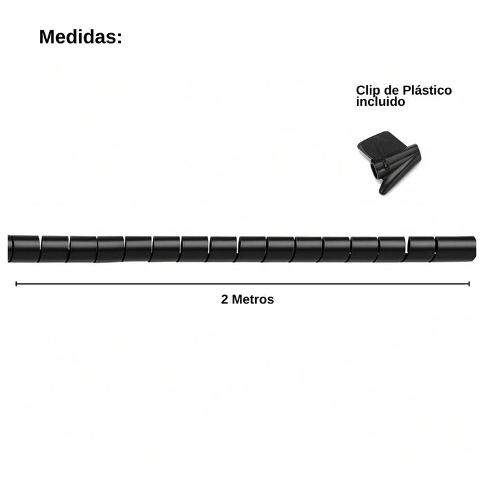 Organizador De Cables En Espiral 2 Metros Negro
