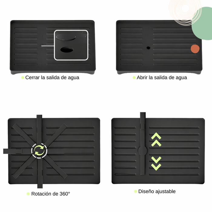 Secaplatos Escurridor De Loza Secador Platos Bandeja Drenaje Negro