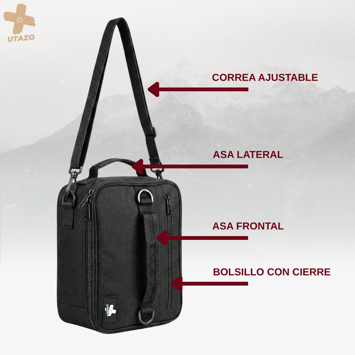 Lonchera Térmica Impermeable Correa Ajustable Expandible Negro