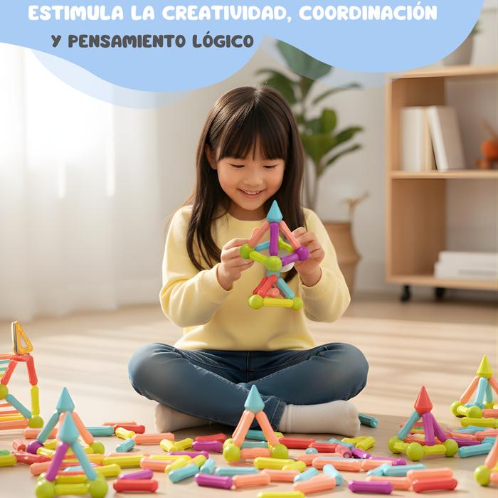 128 Unidades De Bloques De Construcción Con Barra Magnética