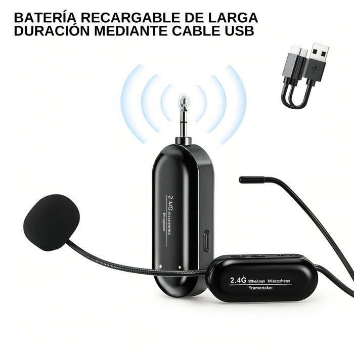 Sistema De Micrófono Con Auriculares Inalámbricos Portátiles