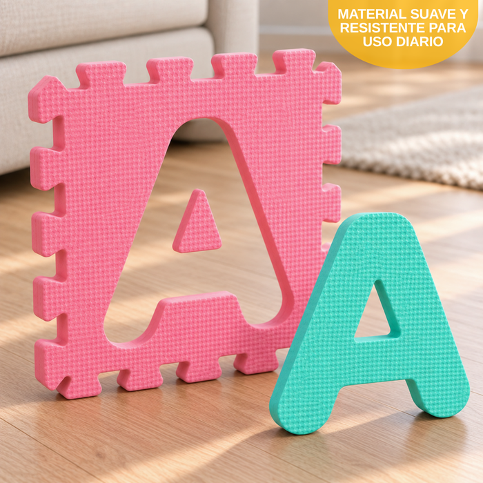 Alfombra Antigolpes Bebé Eva Piezas 30x30 Con Letras A - Z 26 Pcs Multicolor Abecedario