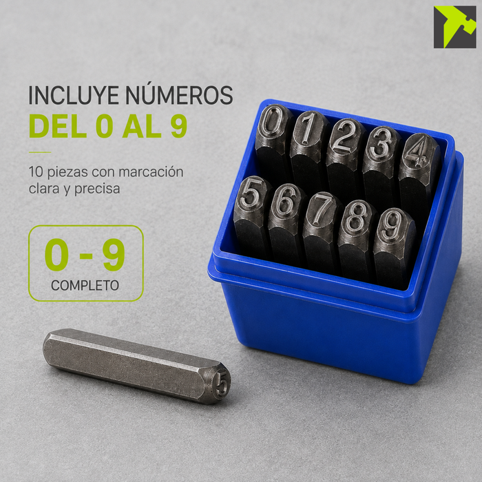 Numeros y Letras de Golpe 8mm 36 Piezas para Metales