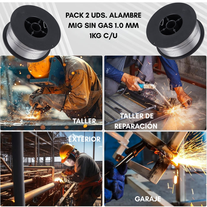 Pack 2 Uds Alambre Mig Sin Gas 1.0 Mm Rollo Soldadura