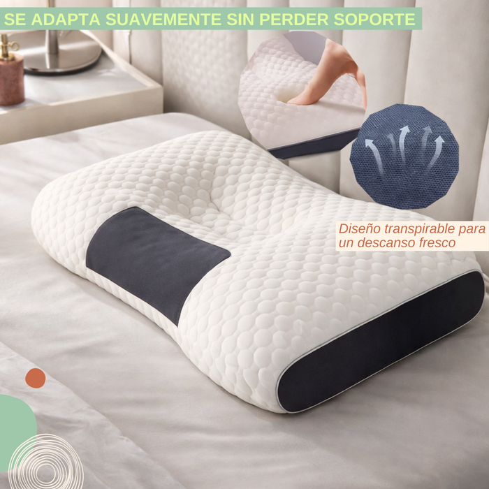 Almohada Ortopédica Cervical Ergonómica Hipoalergénica 60x40 Blanco Con Gris