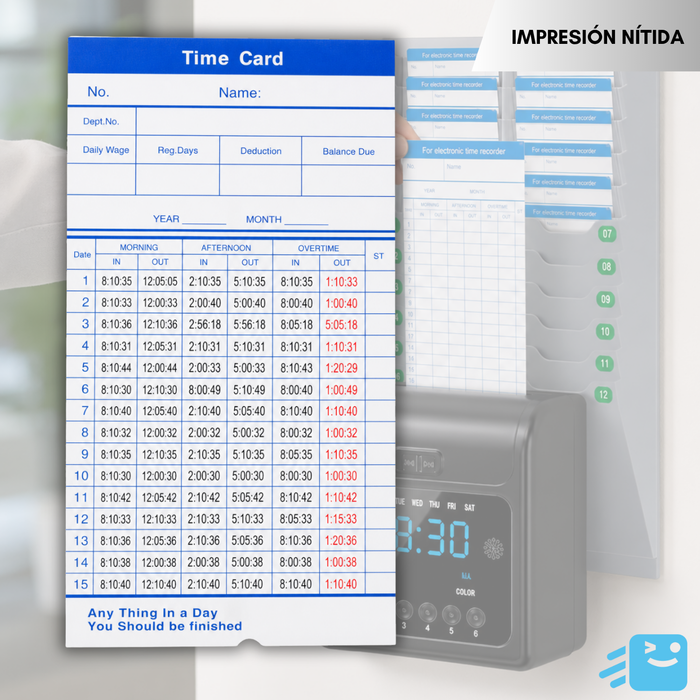 Tarjetas Fichas Para Reloj Control Asistencia 300 Unidades