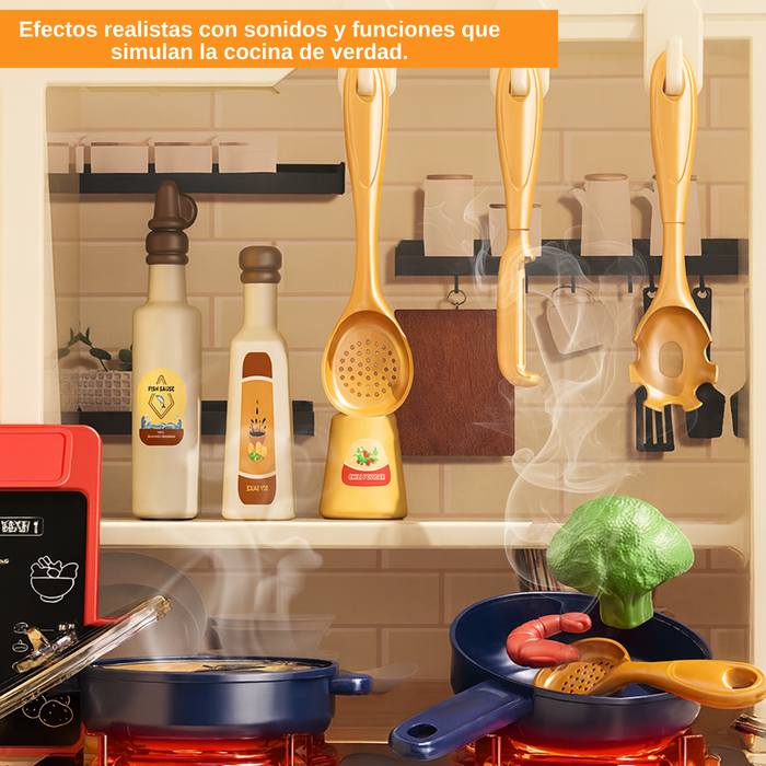 Cocina De Juguete Grande 122cm Niños Kitchen Con 71 Piezas Verde